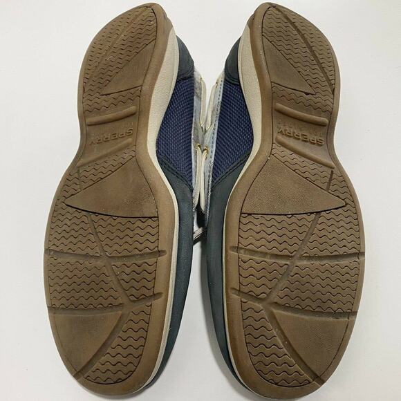 Navy blue Sperry Top-Sider loafers shoes 7M plaid Leather Upper - Picture 11 of 11